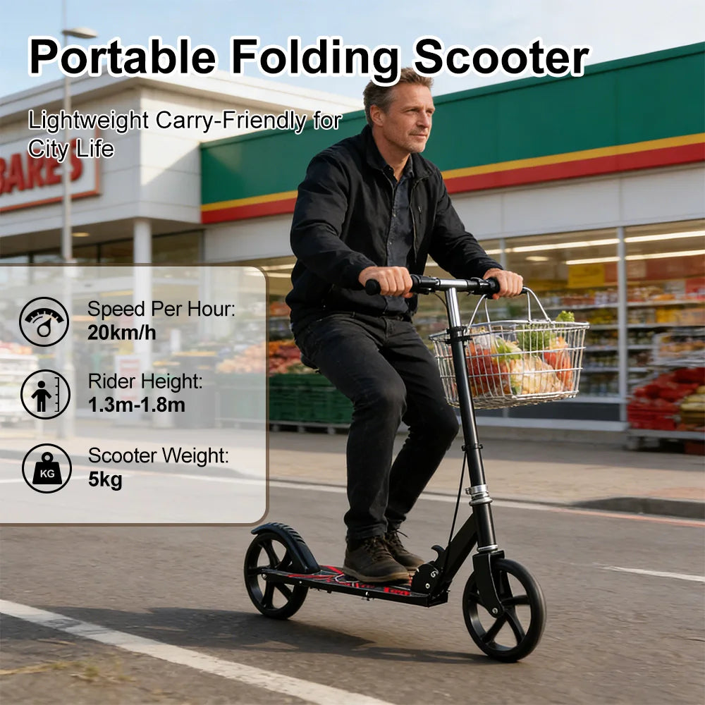 2026 NEW Foldable Portable Commuter Electric Scooter with Adjustable Handle Height Black Frame Bicycles and Scooters Rear Brake and Suspension 20km/h Speed for Kids Ages 6-12 And Adults