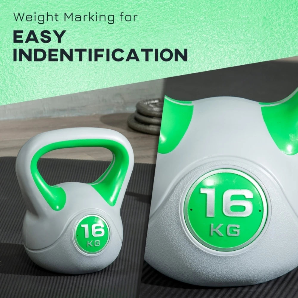 Ye 16kg Kettlebell with Handle for Home Gym Weight Lifting and Strength Training, Green and Grey
