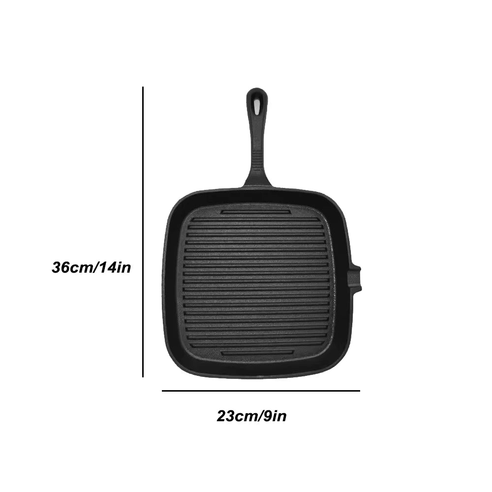 Pre-Seasoned Cast Iron Skillet Frying Pan Oven Safe Cookware for Indoor and Outdoor Use - Grill, Stovetop, Black - 7pcs