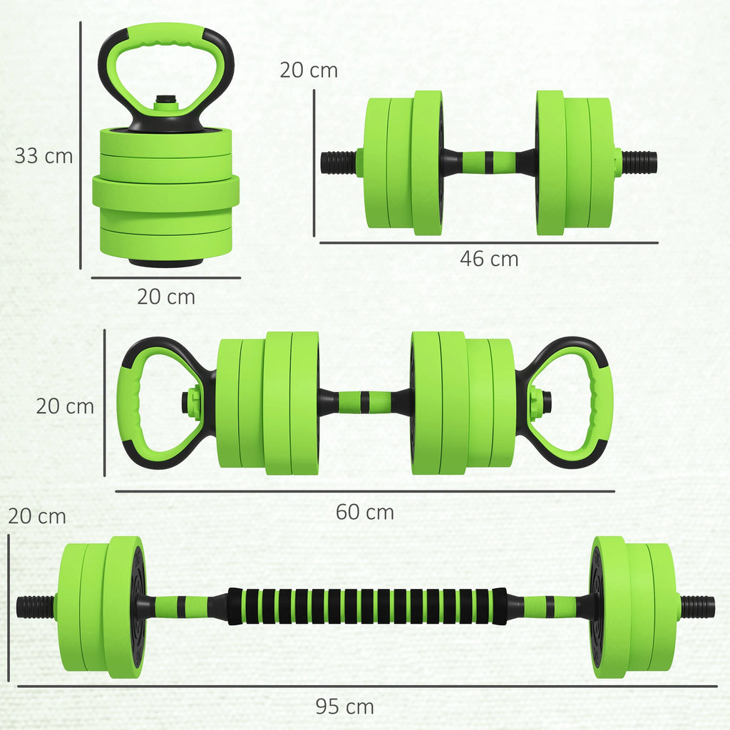 SPORTNOW 4-in-1 Adjustable Weight Dumbbells Set, Used as Barbell, Kettlebell, Push up Stand, Free Weights Set for Men and Women