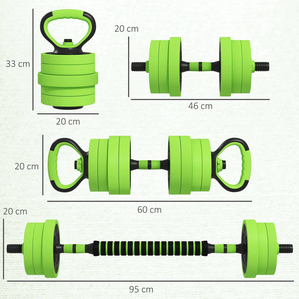 SPORTNOW 4-in-1 Adjustable Weight Dumbbells Set, Used as Barbell, Kettlebell, Push up Stand, Free Weights Set for Men and Women