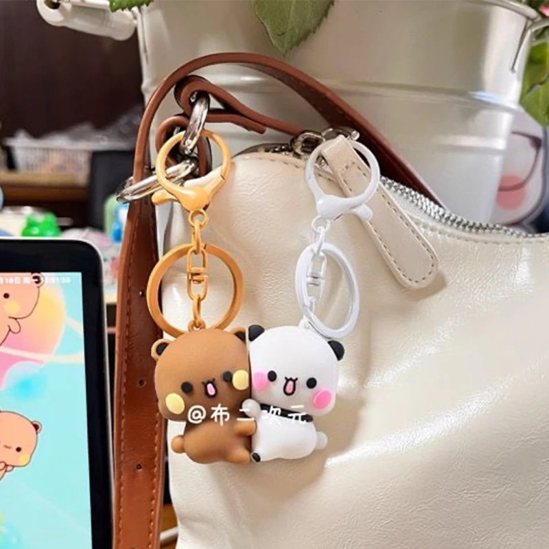 Bubu Dudu Magnetic Hug Keychain Cute Cartoon Panda Ornament Keychain Couples