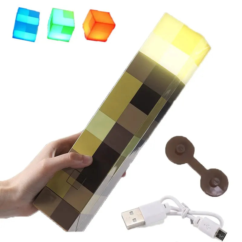 Minecraft Flashlight Torch Lamp Bedroom Decorative Light LED Night Light USB