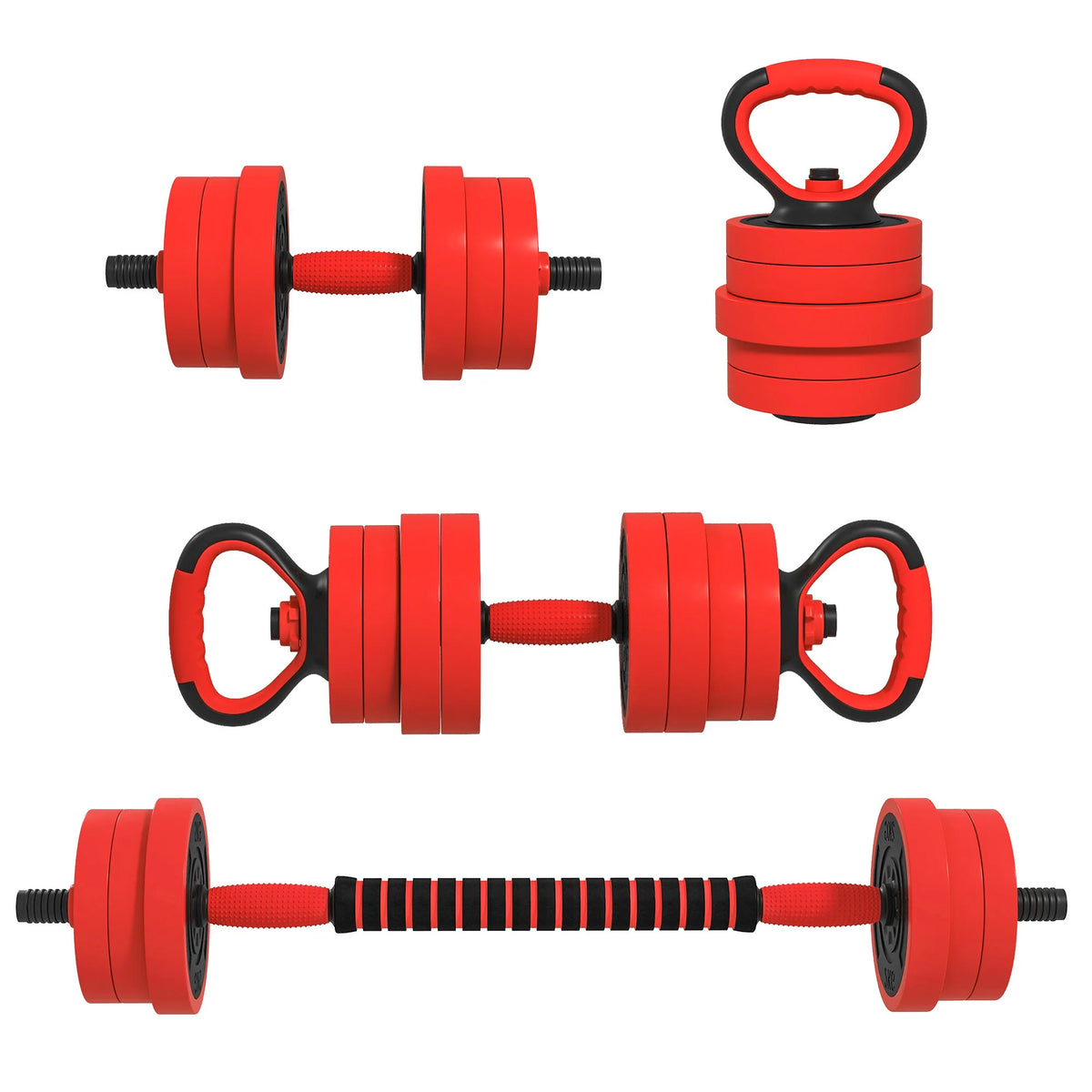 SPORTNOW 4-in-1 Adjustable Weight Dumbbells Set, Used as Barbell, Kettlebell, Push up Stand, Free Weights Set for Men and Women