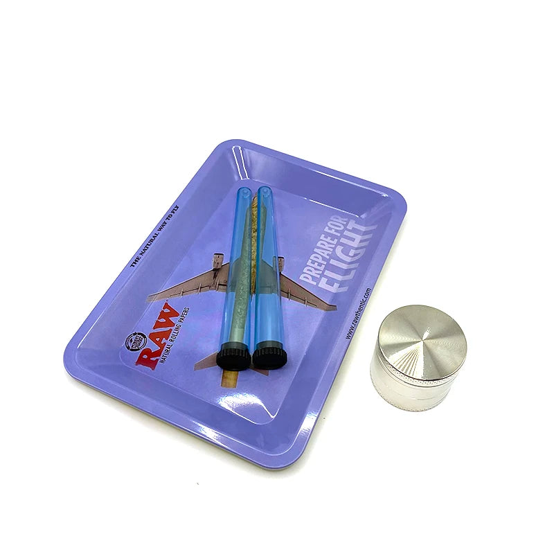 Zinc Alloy 40mm Herb Grinder 4-layer with Plastic Tube King Size Rolling Tray