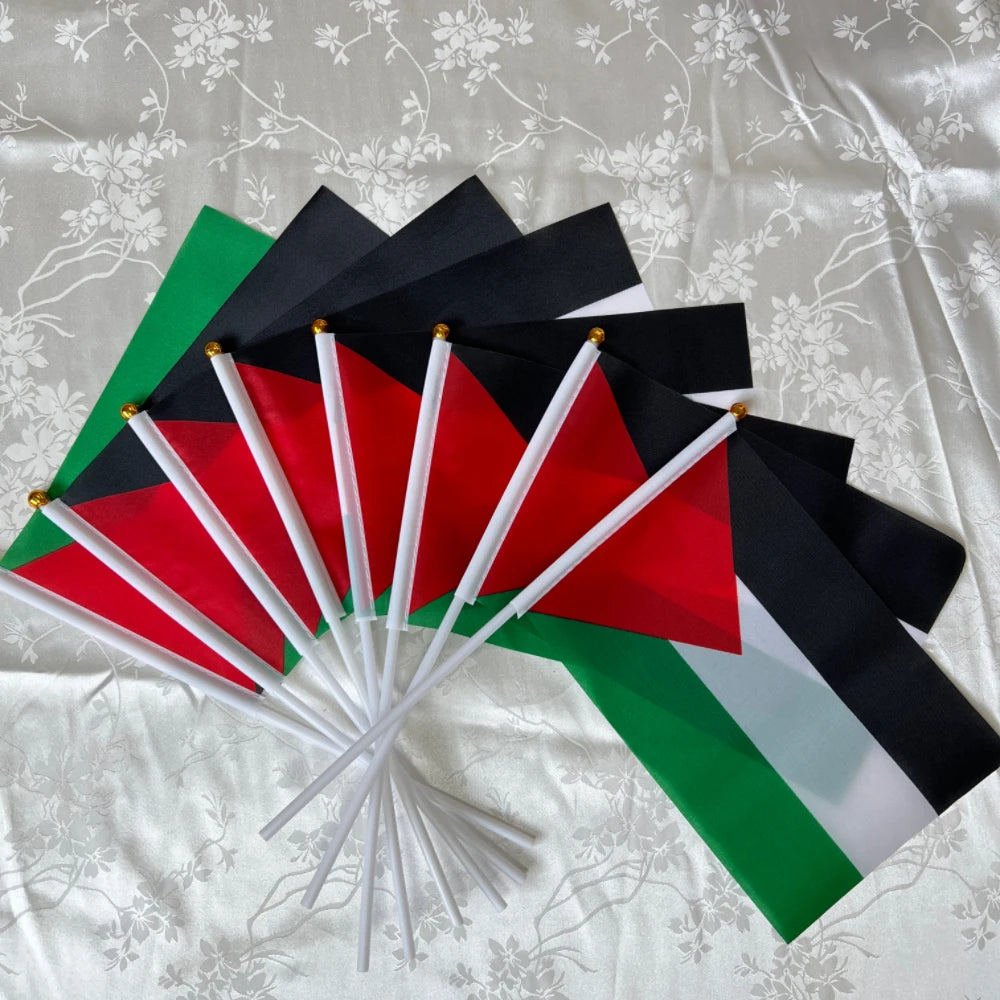 Palestine Flag 14x21cmHand Waving Palestinian Flagpole for Events Free P&P