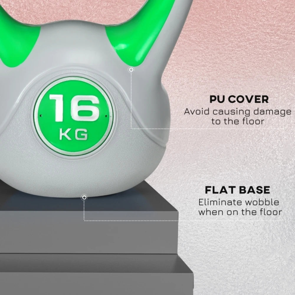 Ye 16kg Kettlebell with Handle for Home Gym Weight Lifting and Strength Training, Green and Grey