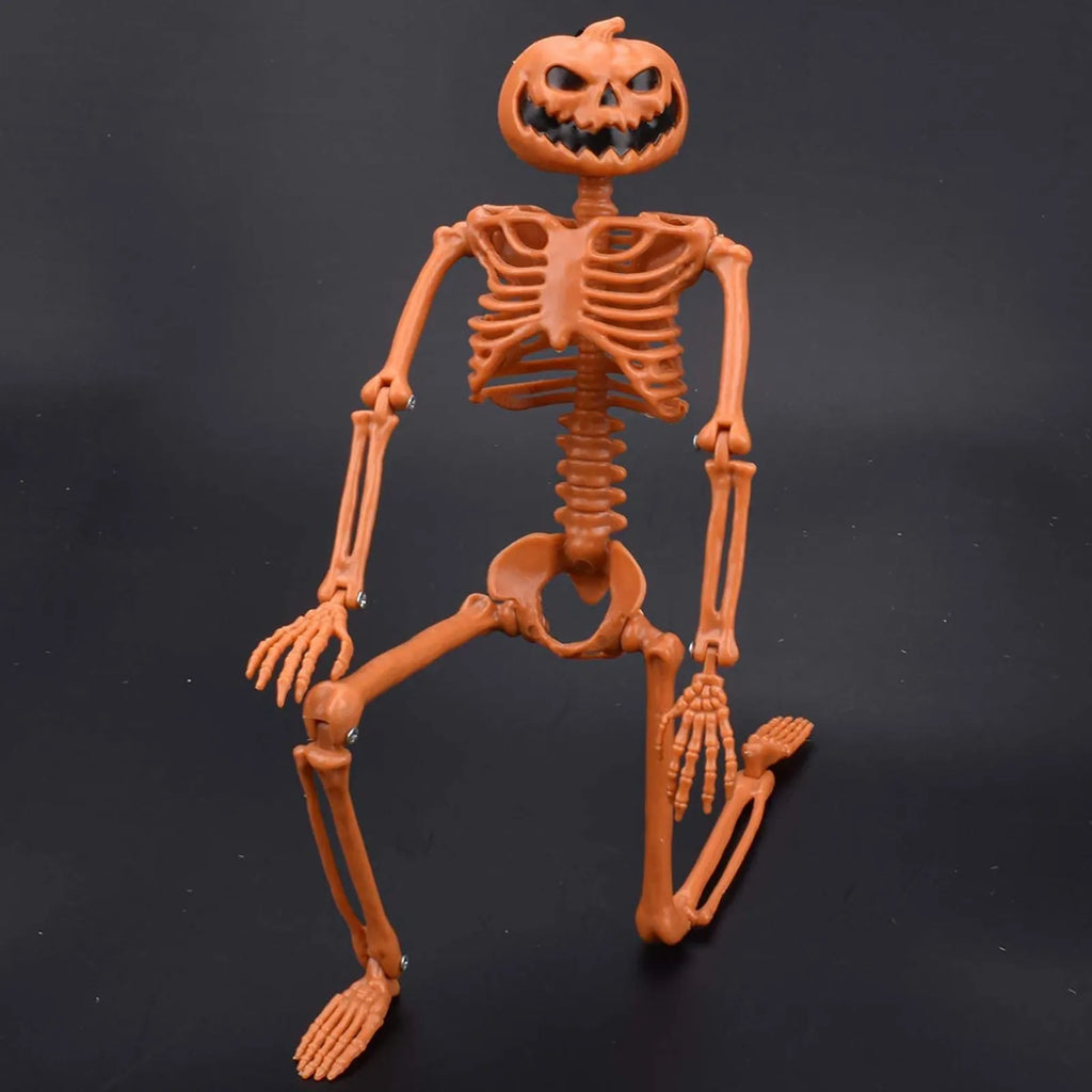 Halloween Full Life Size Skeleton Pumpkin Head Hanging Movable Decoration