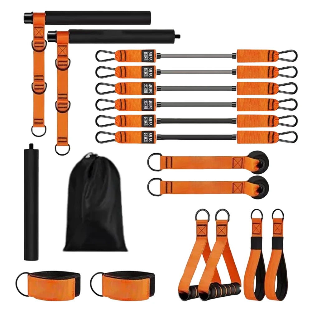 Multifunctional Pilates Bar with Resistance Bands Portable Yoga Pilates Stick Beginner Workout Equipment Yoga Set for Full Body