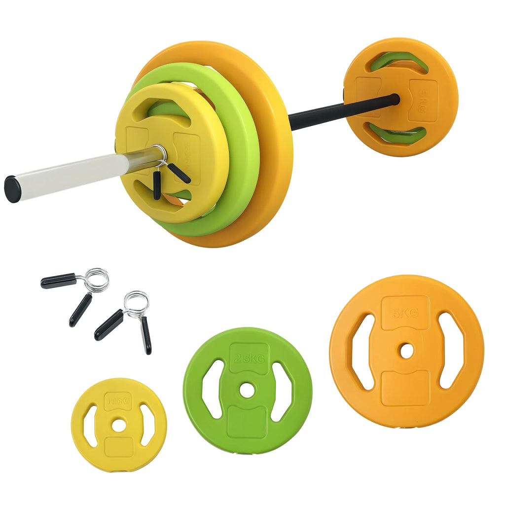 HOMCOM 20kg Barbell Weights Set, Adjustable Weights with Non-slip Handle, for Women and Men Home Gym Exercise