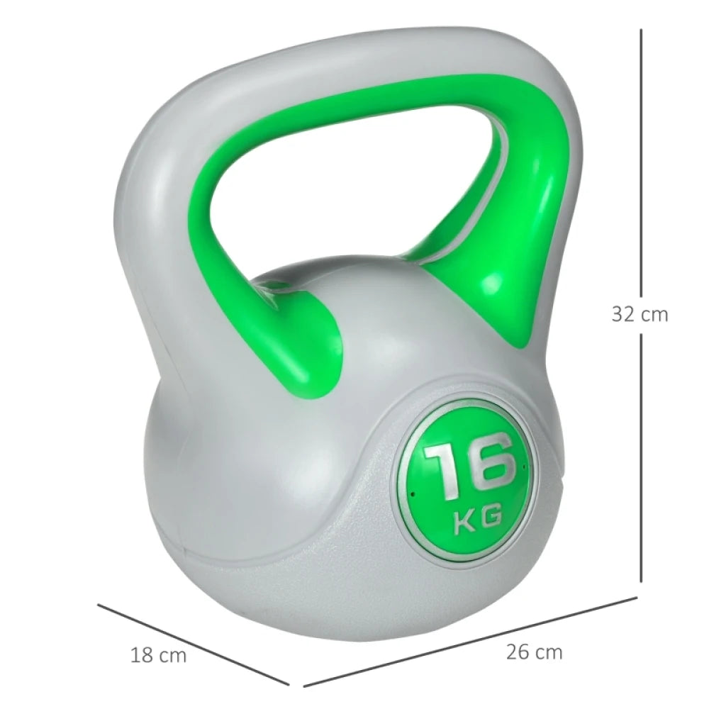 Ye 16kg Kettlebell with Handle for Home Gym Weight Lifting and Strength Training, Green and Grey