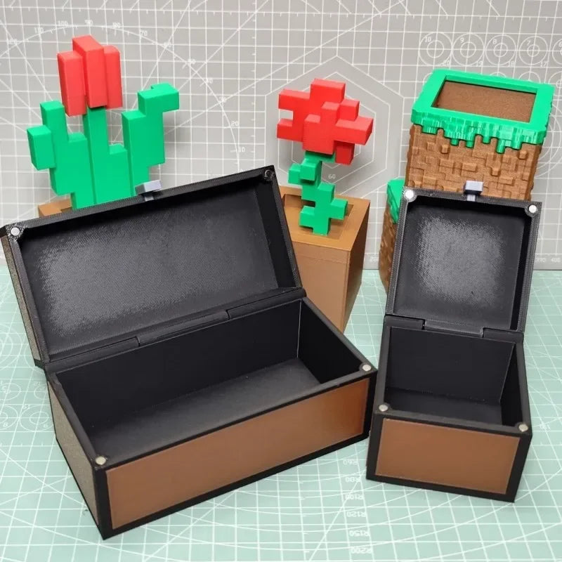 MineCraft Chest Desktop Storage Box Creative Decoration Desk Ornament Toy Box