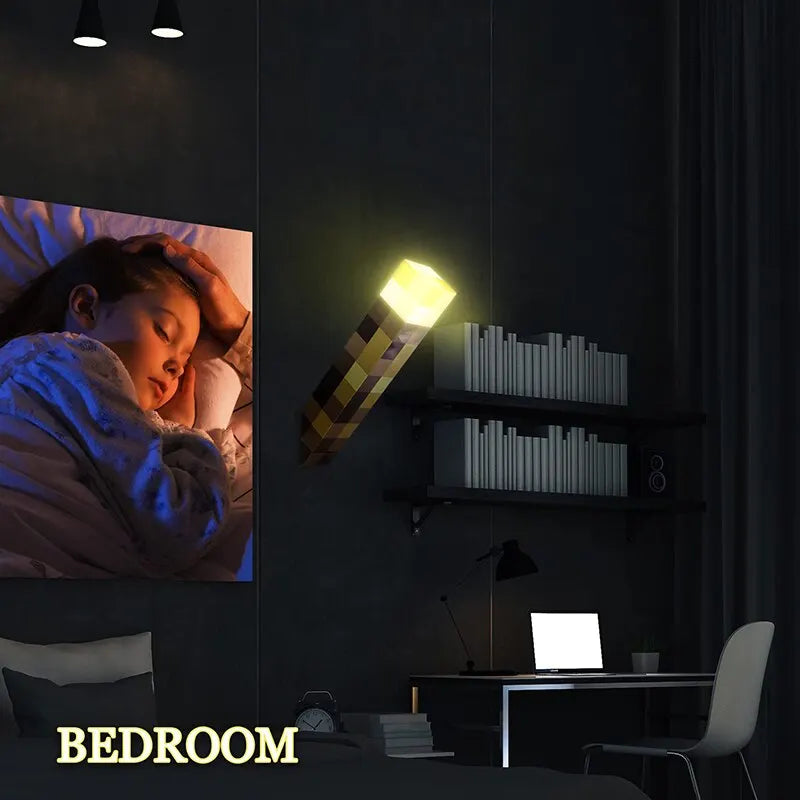 Minecraft Flashlight Torch Lamp Bedroom Decorative Light LED Night Light USB