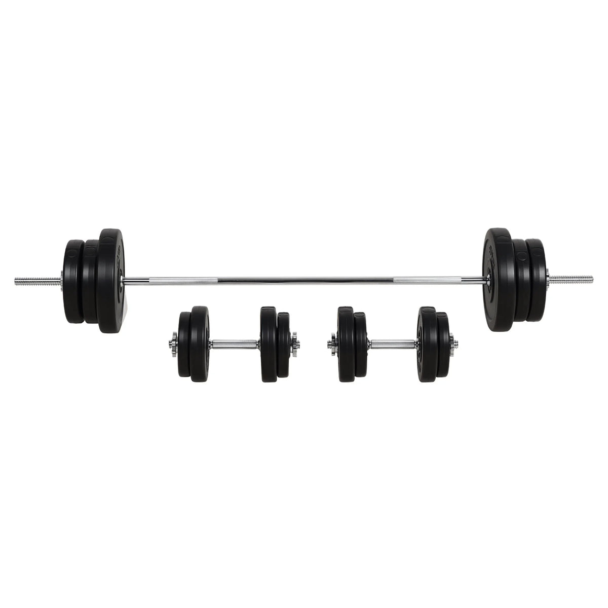 HOMCOM 65kg Adjustable Barbell Weights Set, 2-in-1 Dumbbells and Barbell Set with Knurled Bar, Free Weights Training Equipment