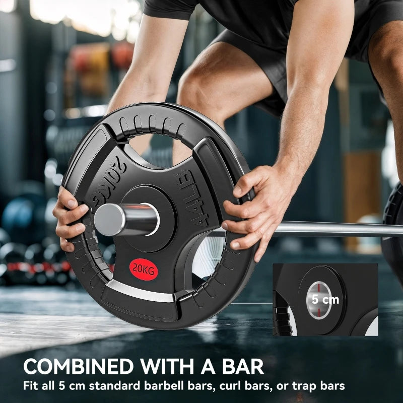 Weight Plate, 20kg Dumbbell Plate for Weightlifting and Strength Training Home Gym Fitness Workout, Black