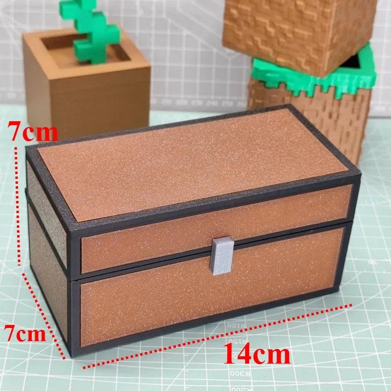 MineCraft Chest Desktop Storage Box Creative Decoration Desk Ornament Toy Box