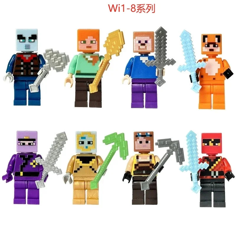 17 Styles Minecrafte Building Blocks Set I/Wi Series 8PCS Set MC Non Repetitive DIY Assembled Toy Birthday Gift action figure