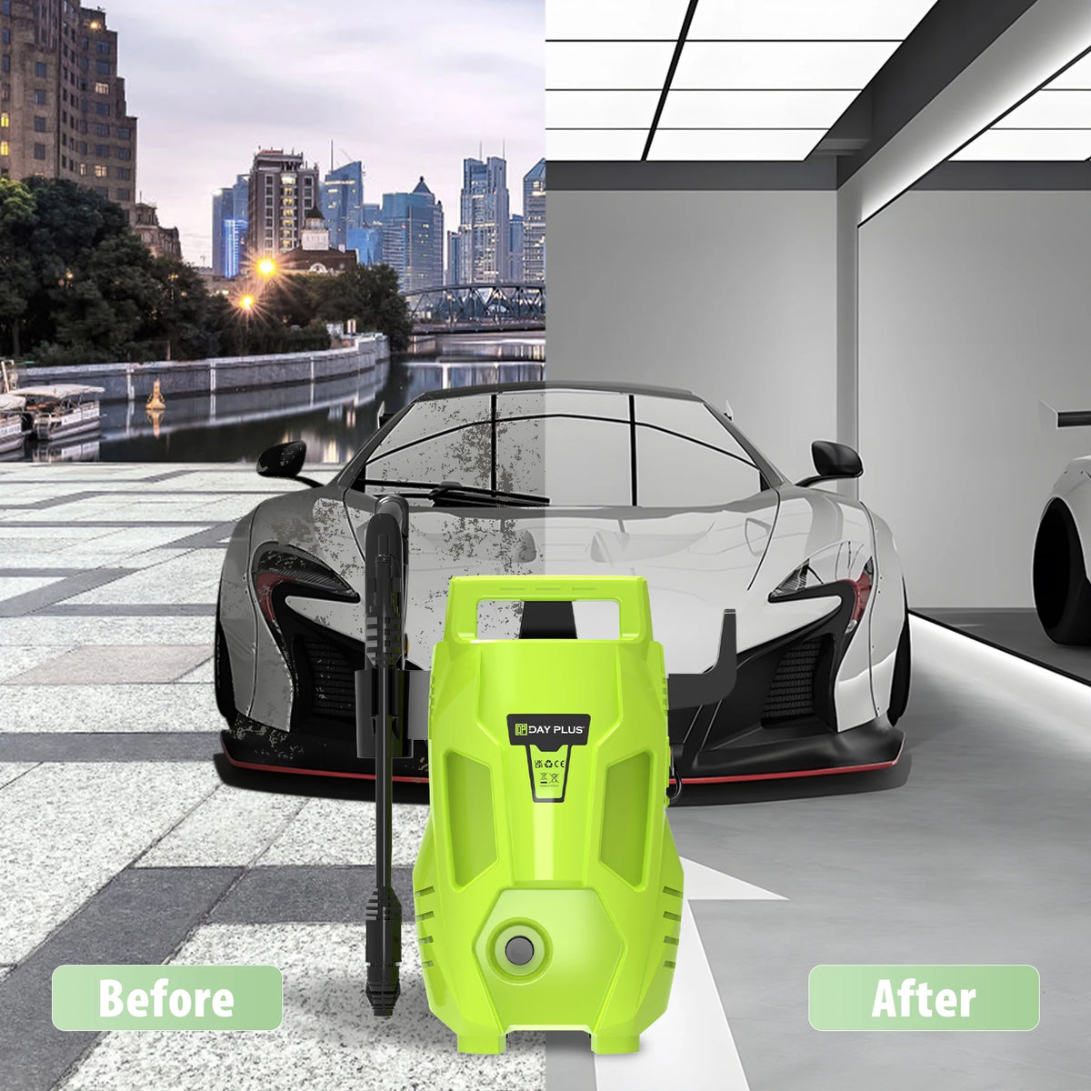 2050PSI Electric High Pressure Washer, 1.6GPM 2300W Washer with 1-180° Adjustable Nozzle and Detergent Tank for Cleaning Car