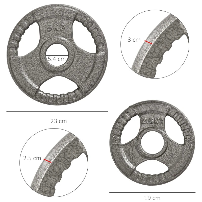 PINGGO Set of 4 Weight Plate for 2 inch/5cm hole Barbell 2 x 5kg, 2 x 2.5kg