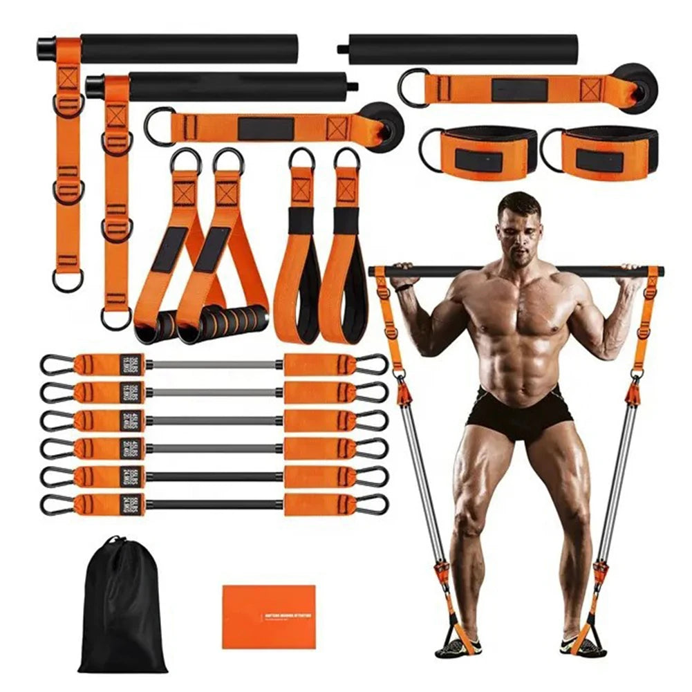 Multifunctional Pilates Bar with Resistance Bands Portable Yoga Pilates Stick Beginner Workout Equipment Yoga Set for Full Body