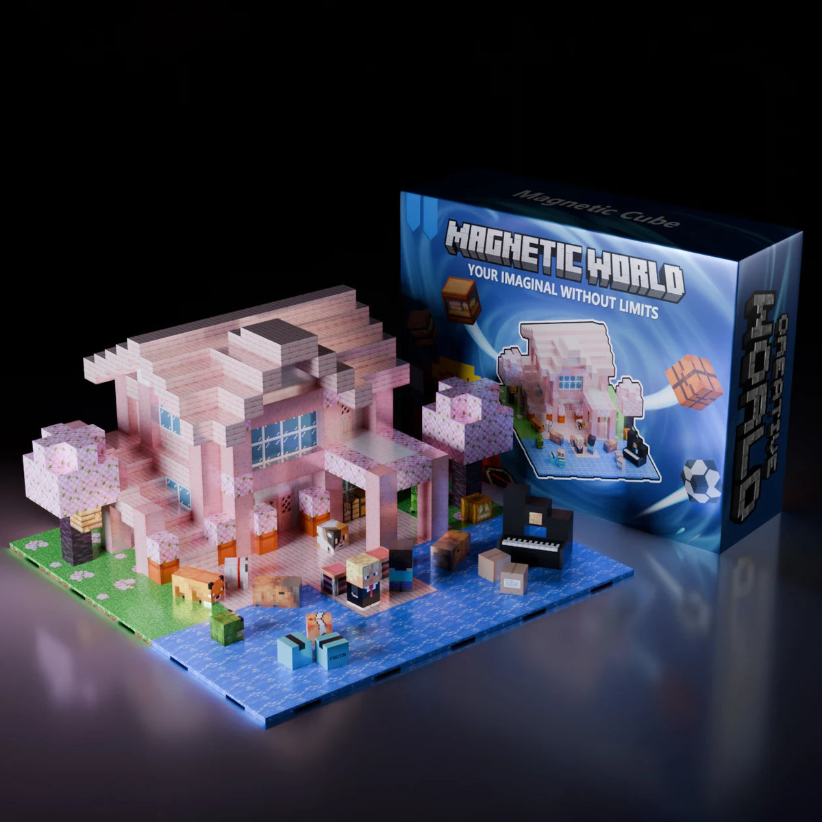 Magnetic Building Blocks Mine World Magnet Cube Set for Boy Girl Kid Age 3+