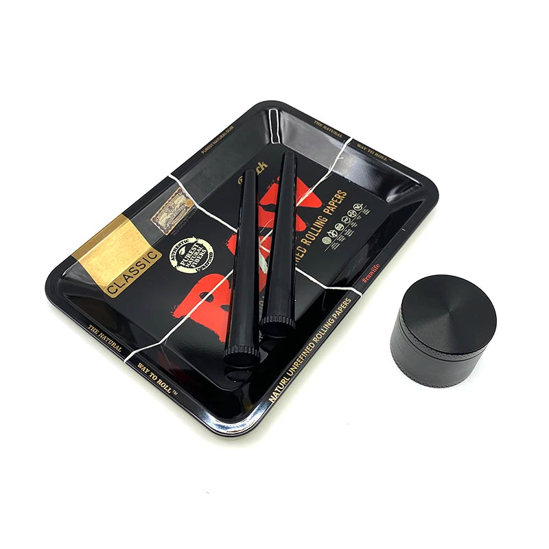 Zinc Alloy 40mm Herb Grinder 4-layer with Plastic Tube King Size Rolling Tray